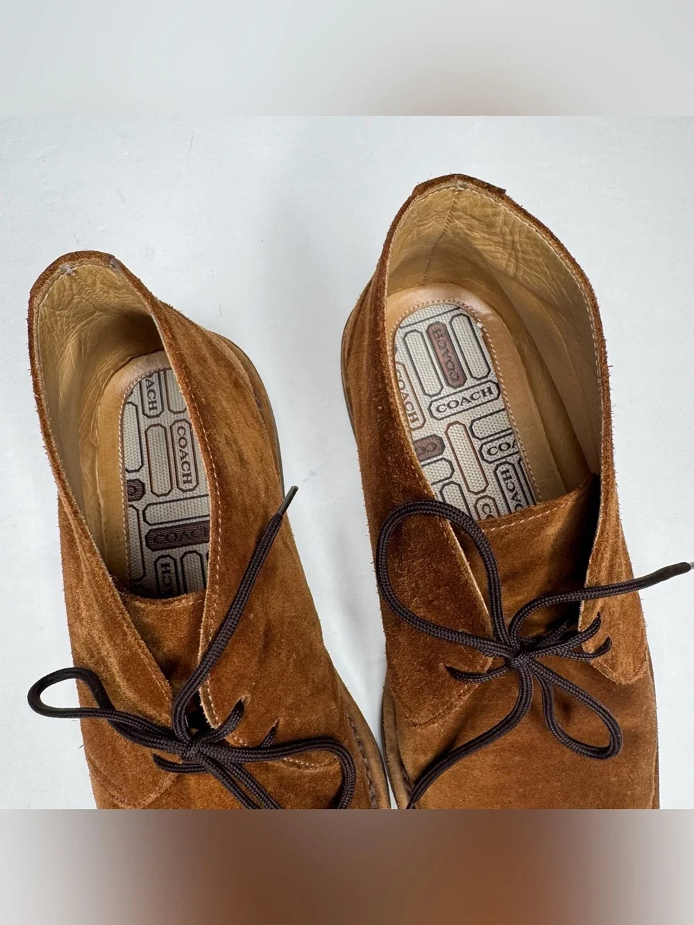 Coach Ace Men's Brown Suede Leather Chukka Boots 8.5 D Made in Italy Preppy Boho